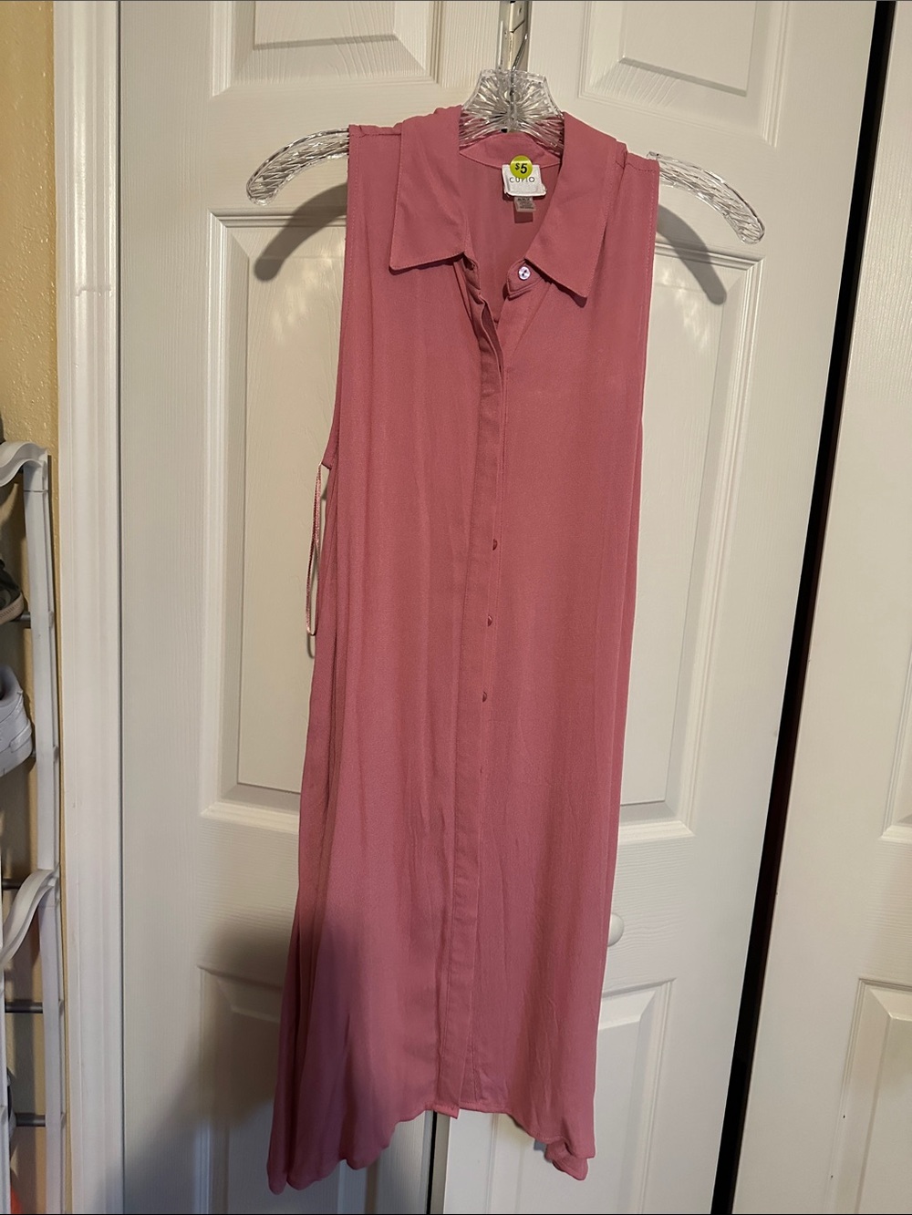 Cupio Dusty Rose Sleeveless Button Front Dress